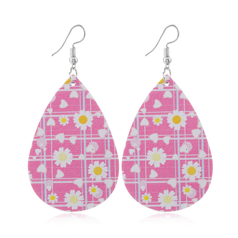 Wholesale Sunflower leather earrings