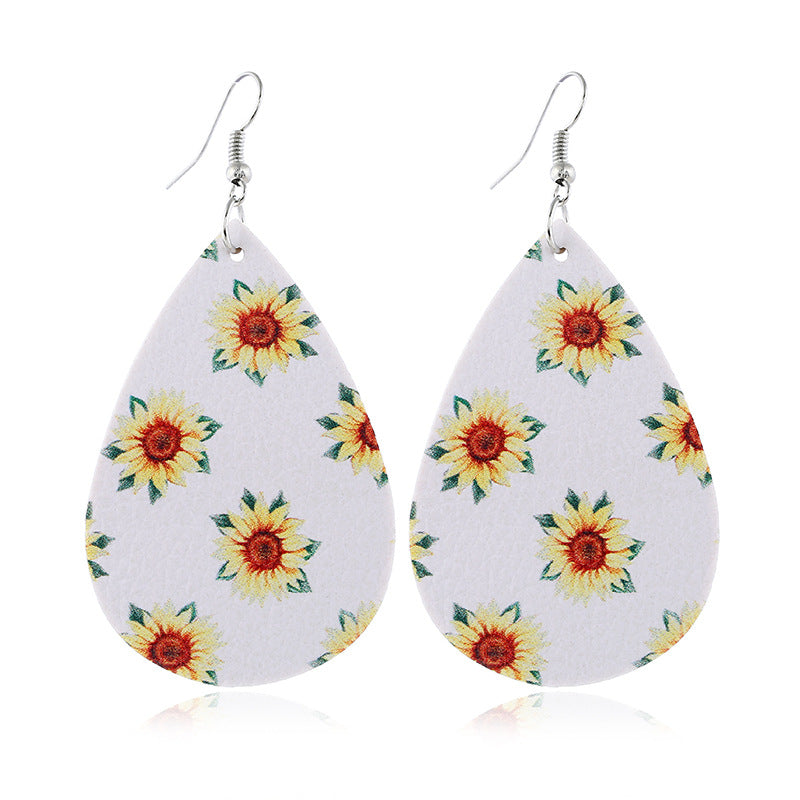 Wholesale Sunflower leather earrings