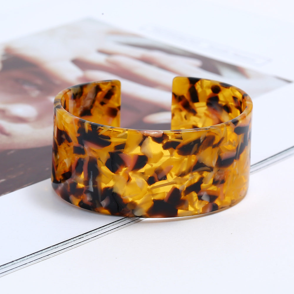Wholesale Acetate sheet leopard print open acrylic bracelet