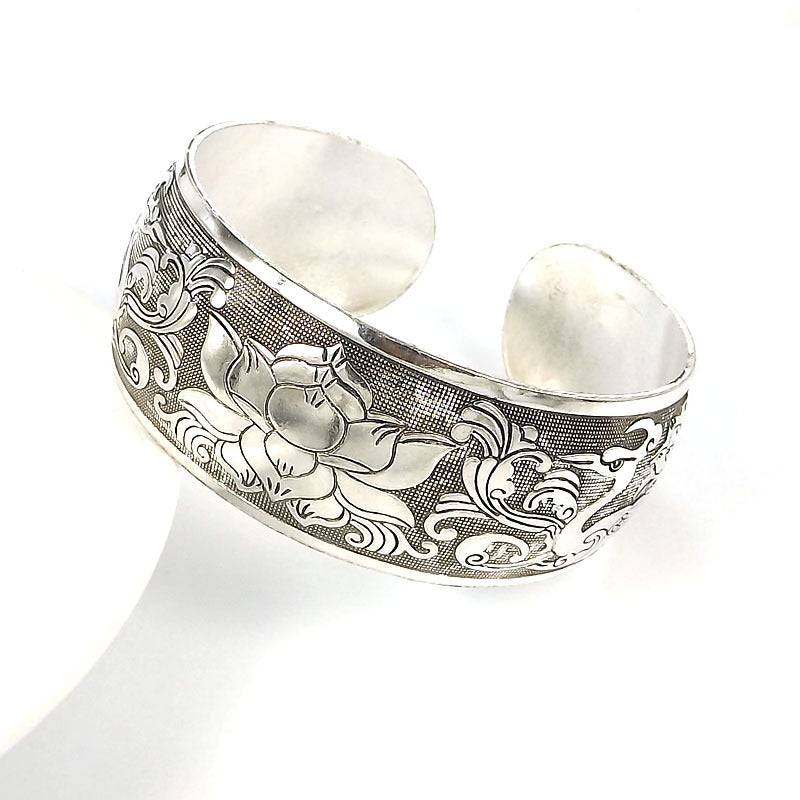 Wholesale Retro Ethnic Style Peony Wide Bracelet