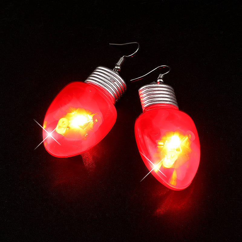 Wholesale LED Light Glow Christmas Plastic Earrings