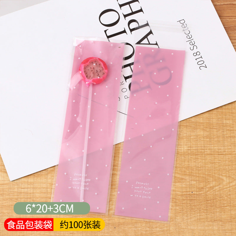 Wholesale 100PCS Long Baking Self-adhesive Bag Cookie Bag Biscuit Ziplock Bag