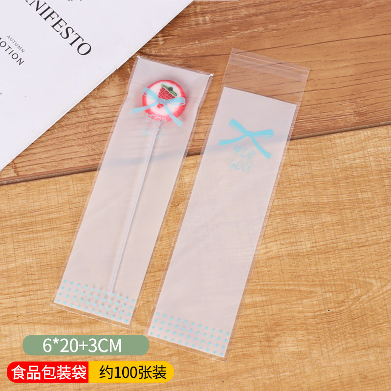 Wholesale 100PCS Long Baking Self-adhesive Bag Cookie Bag Biscuit Ziplock Bag