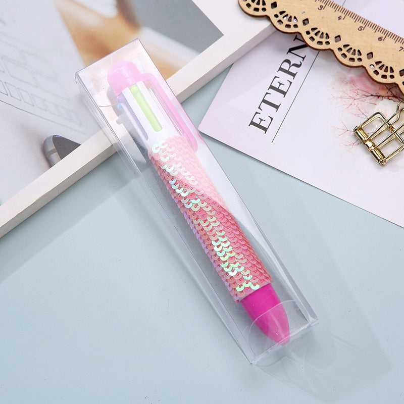 Wholesale Sequin Multicolor Rainbow Ballpoint Pen