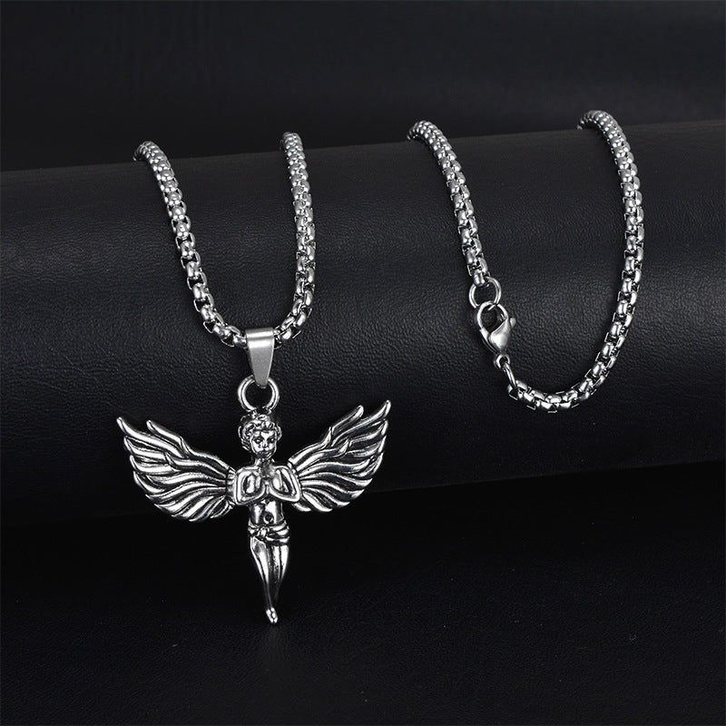 Wholesale Personality trendy titanium steel hip-hop necklace men's trendy disco all-match hiphop pendant long sweater chain pendant