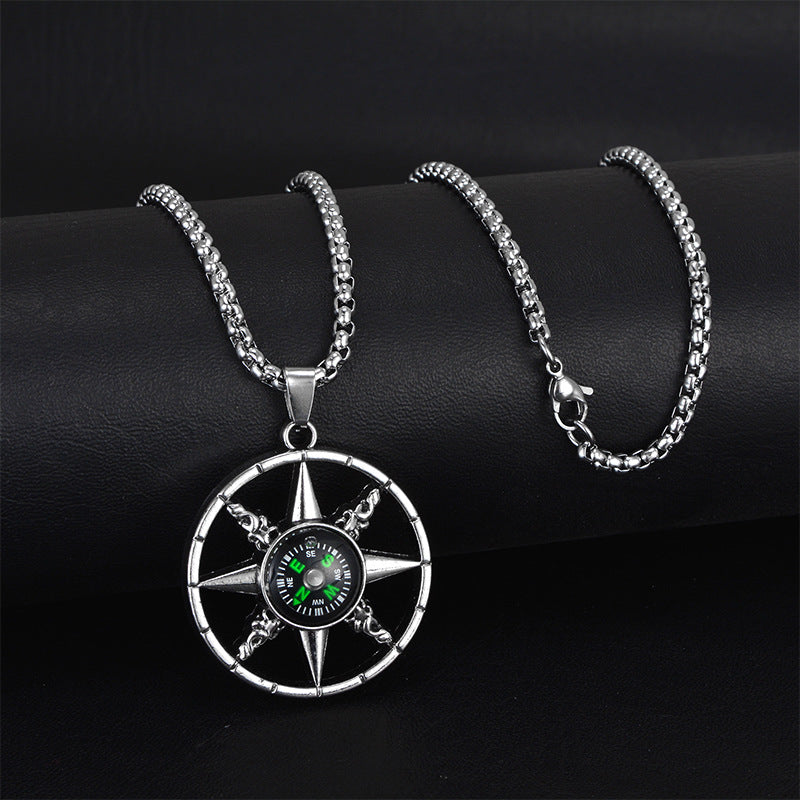 Wholesale Personality trendy titanium steel hip-hop necklace men's trendy disco all-match hiphop pendant long sweater chain pendant