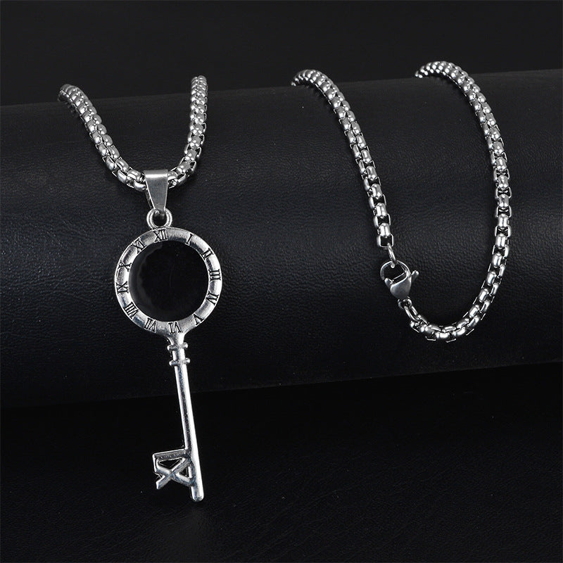 Wholesale Personality trendy titanium steel hip-hop necklace men's trendy disco all-match hiphop pendant long sweater chain pendant