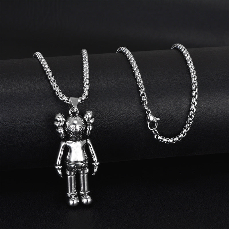 Wholesale Personality trendy titanium steel hip-hop necklace men's trendy disco all-match hiphop pendant long sweater chain pendant