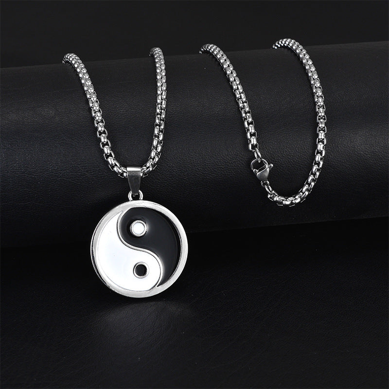 Wholesale Personality trendy titanium steel hip-hop necklace men's trendy disco all-match hiphop pendant long sweater chain pendant