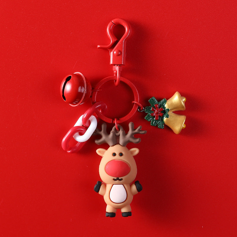 Wholesale Christmas Bell Cartoon Santa Claus Elk Silicone Keychain