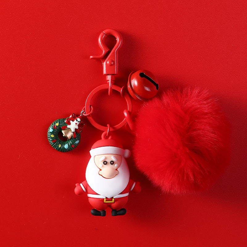 Wholesale Christmas Bell Cartoon Santa Claus Elk Silicone Keychain
