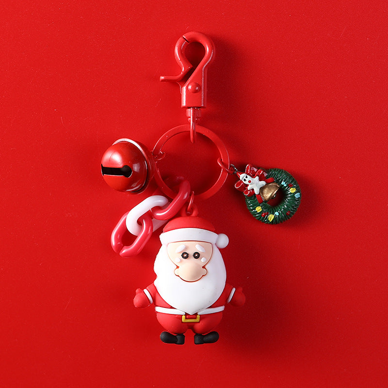 Wholesale Christmas Bell Cartoon Santa Claus Elk Silicone Keychain