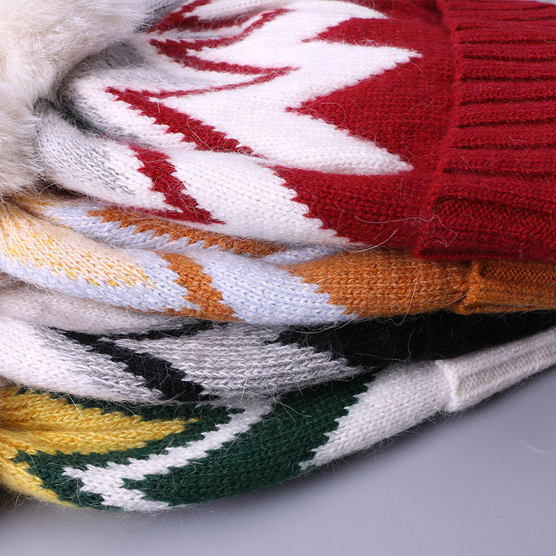 Wholesale Autumn and Winter Rabbit Fur Knitted Hat Pullover Hat