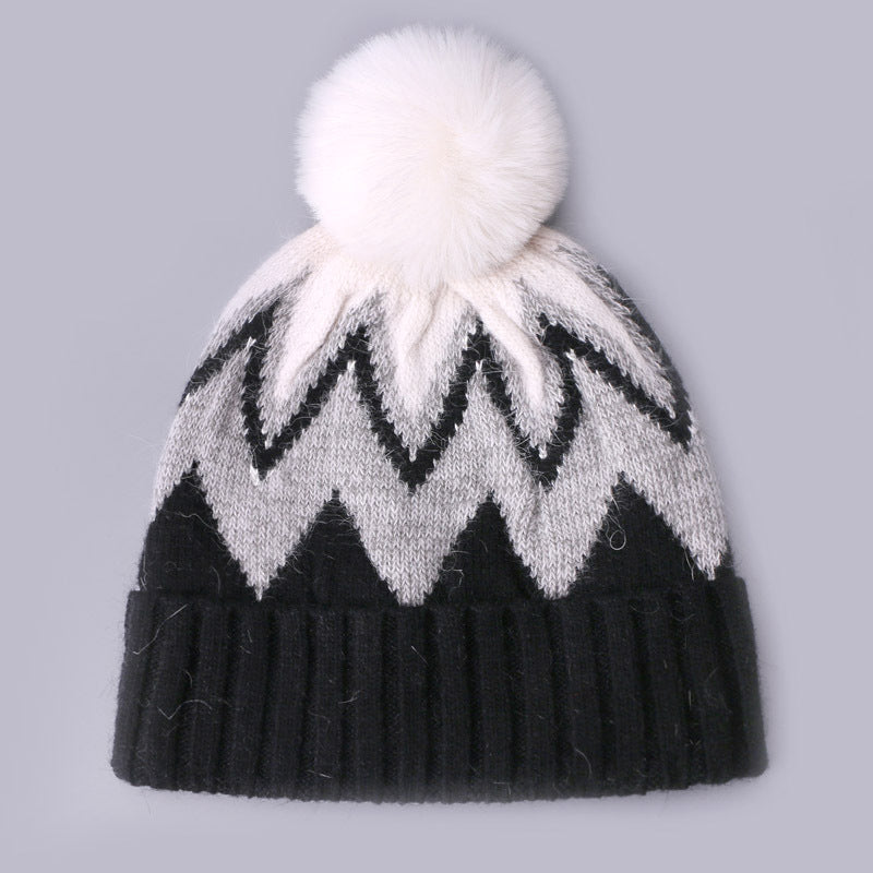Wholesale Autumn and Winter Rabbit Fur Knitted Hat Pullover Hat