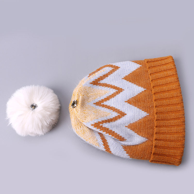 Wholesale Autumn and Winter Rabbit Fur Knitted Hat Pullover Hat