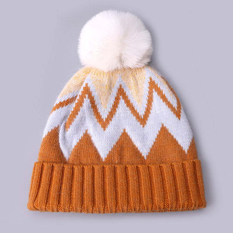 Wholesale Autumn and Winter Rabbit Fur Knitted Hat Pullover Hat