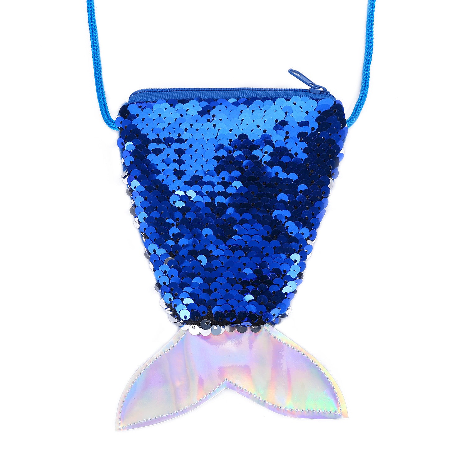 Wholesale Children' s wallet fish tail sequins lanyard coin purse girl mermaid diagonal