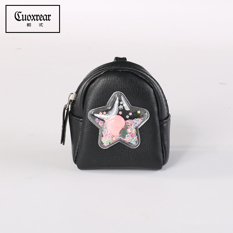 Wholesale Fruit Quicksand Mini Coin Purse PU leather Keychain