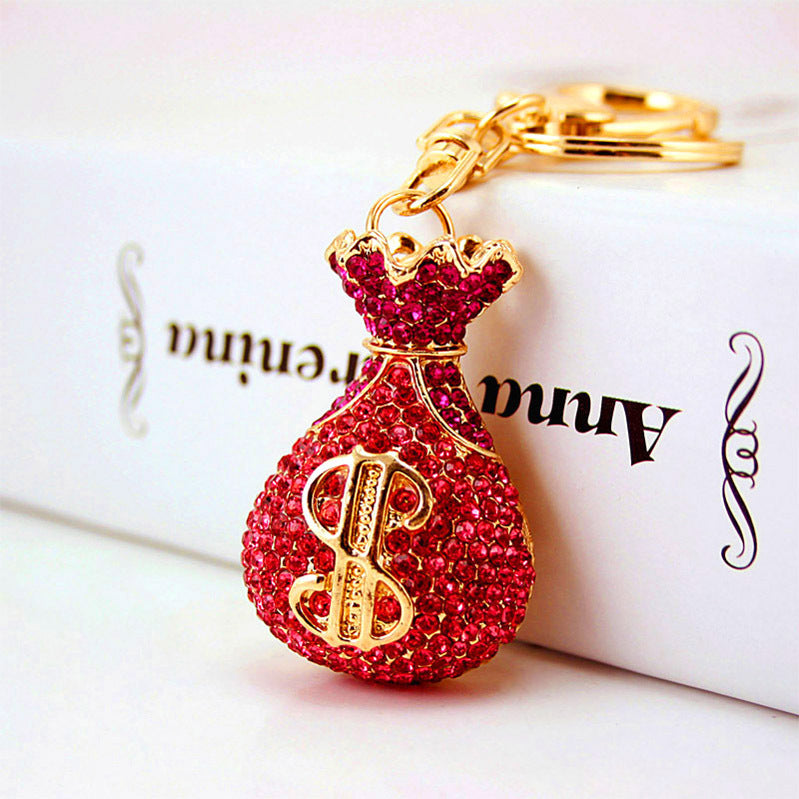 Wholesale Creative Diamond Crystal Money Bag Lucky Bag Metal Keychain