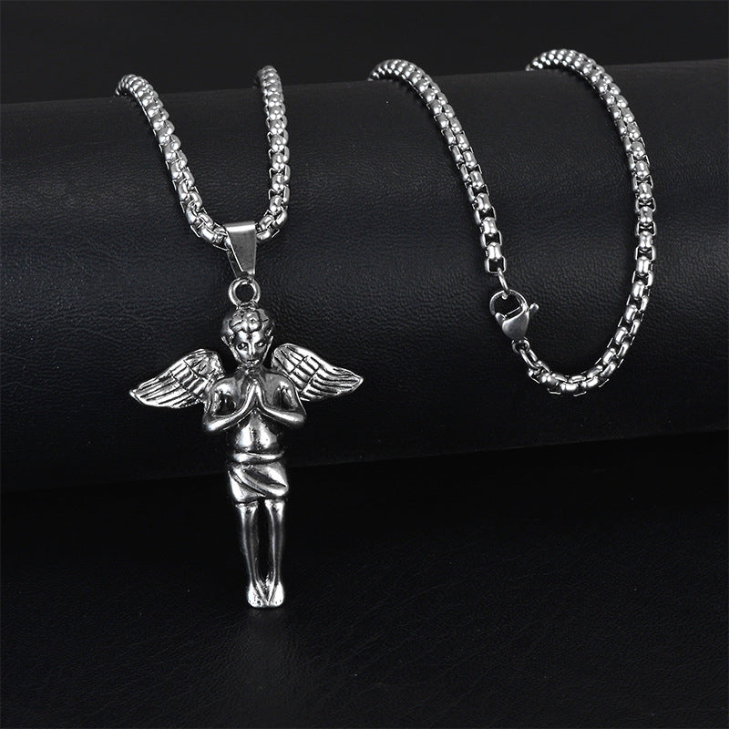 Wholesale Personality trendy titanium steel hip-hop necklace men's trendy disco all-match hiphop pendant long sweater chain pendant