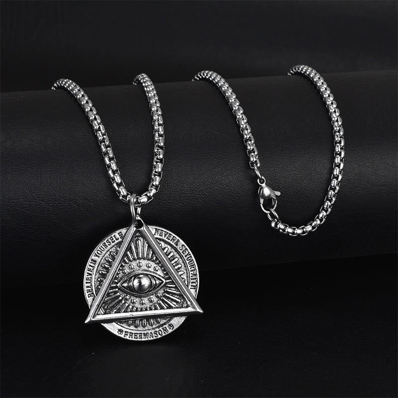 Wholesale Personality trendy titanium steel hip-hop necklace men's trendy disco all-match hiphop pendant long sweater chain pendant