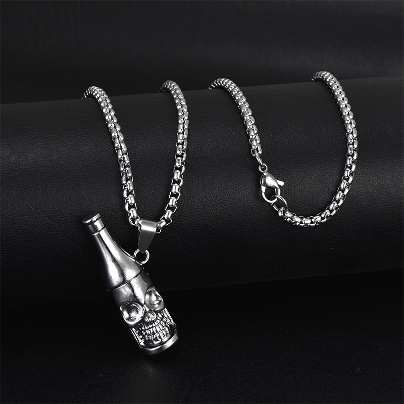 Wholesale Personality trendy titanium steel hip-hop necklace men's trendy disco all-match hiphop pendant long sweater chain pendant