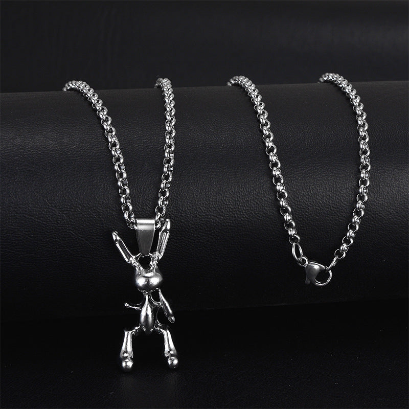 Wholesale Personality trendy titanium steel hip-hop necklace men's trendy disco all-match hiphop pendant long sweater chain pendant