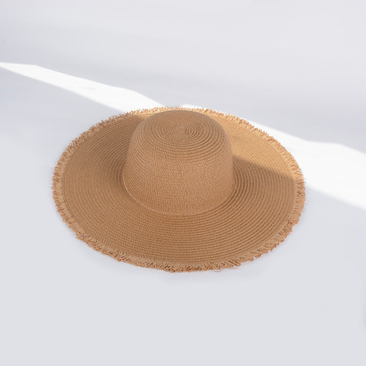 Wholesale Summer Big Eaves Fringed Folding Sun Hat Sun Hat