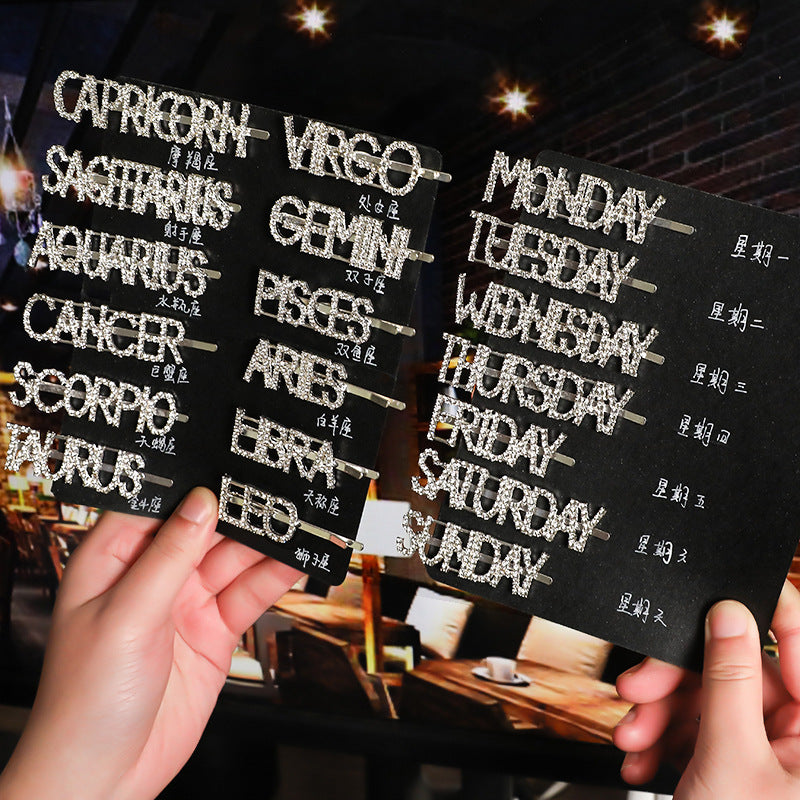 Wholesale Women's Diamond Letter All-match Bangs Hairpin Clip