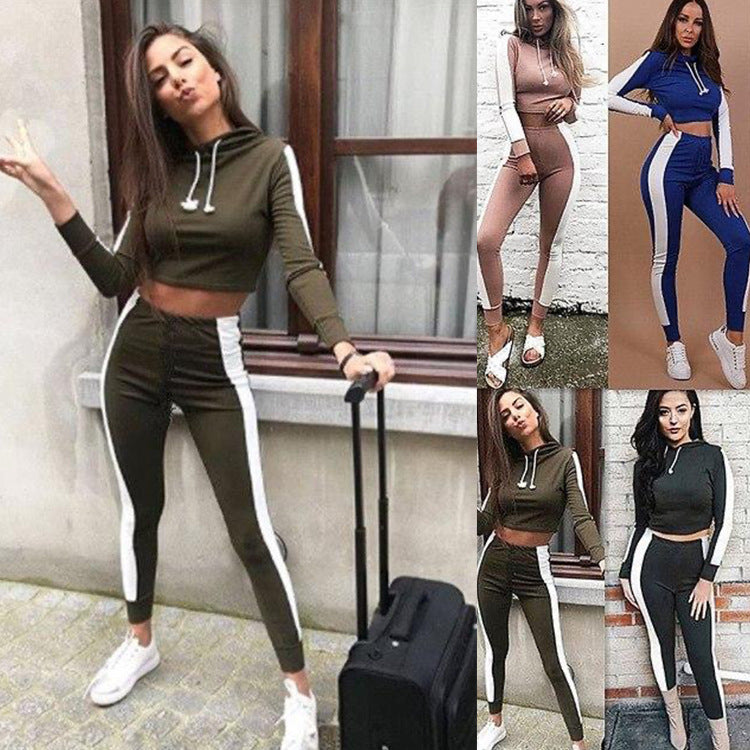 Wholesale Autumn Sports Patchwork Casual Suits