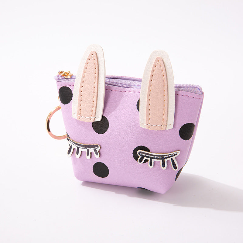 Wholesale Cute Rabbit Ears Coin Purse Ladies Zipper Keychain Wallet