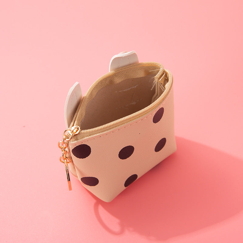 Wholesale Cute Rabbit Ears Coin Purse Ladies Zipper Keychain Wallet