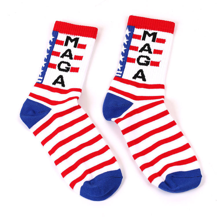 Wholesale United States Flag Casual Letter Striped Socks