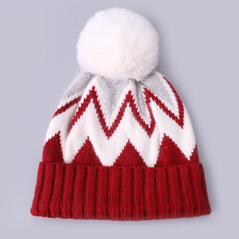 Wholesale Autumn and Winter Rabbit Fur Knitted Hat Pullover Hat