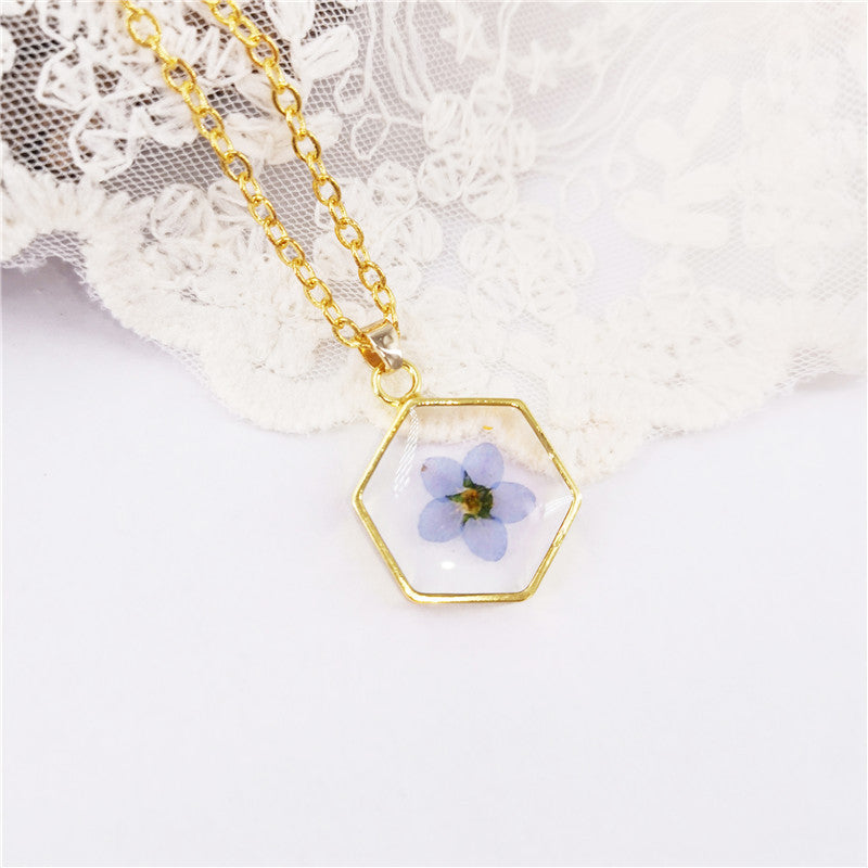 Wholesale 12pcs Natural Real Flower Resin Specimen Necklace