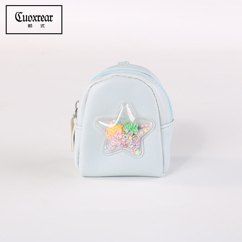 Wholesale Fruit Quicksand Mini Coin Purse PU leather Keychain