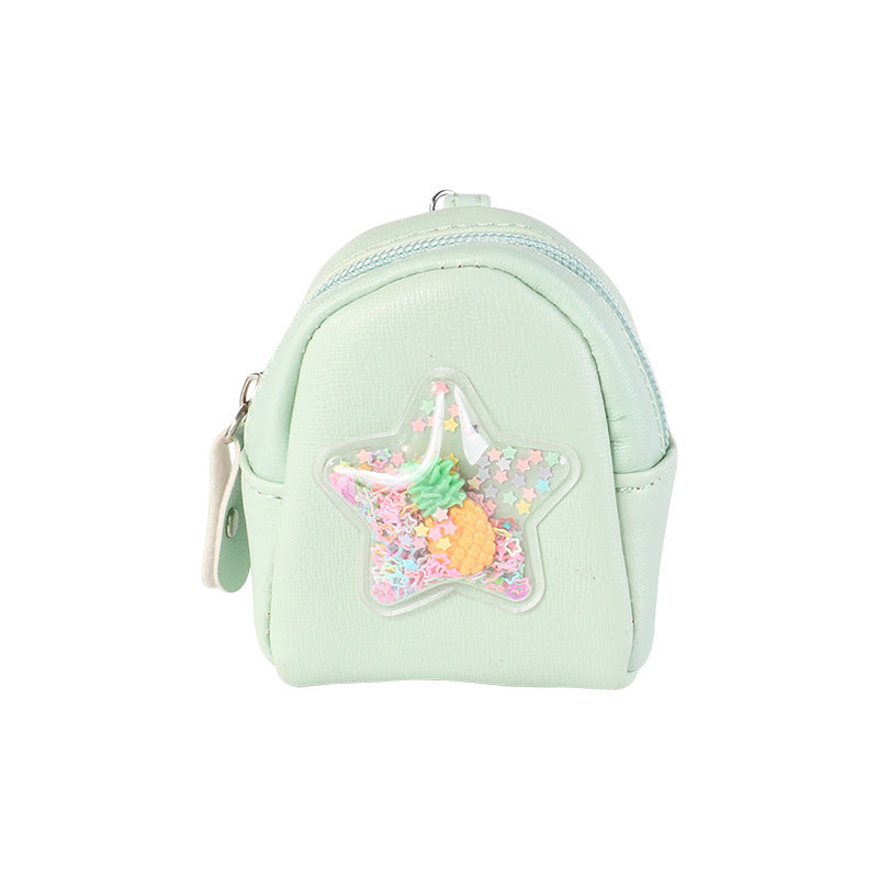 Wholesale Fruit Quicksand Mini Coin Purse PU leather Keychain