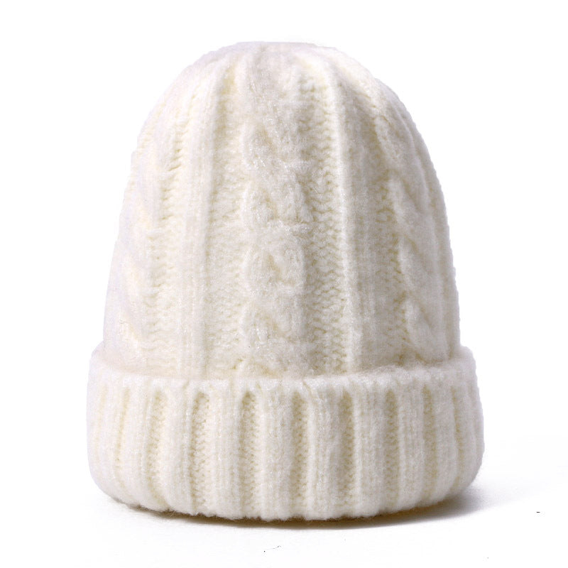 Wholesale Solid Color Thick Warm Wool Cable Knitted Hat