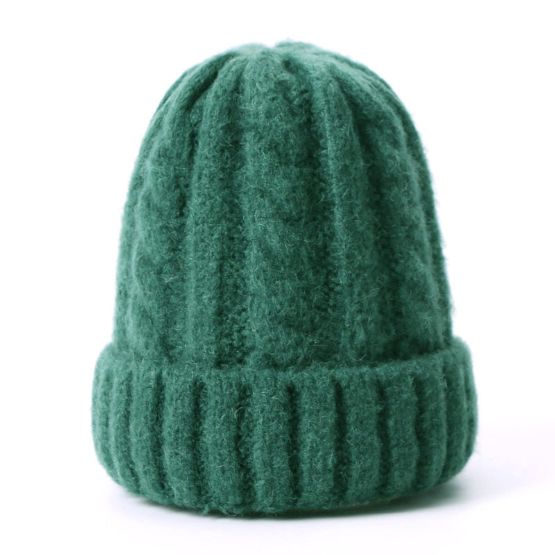 Wholesale Solid Color Thick Warm Wool Cable Knitted Hat