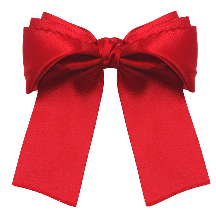 Wholesale New Fabric Sade Bow Ribbon Steel Clip Solid Color Knot Women's Hair Spring Clip Jewelry