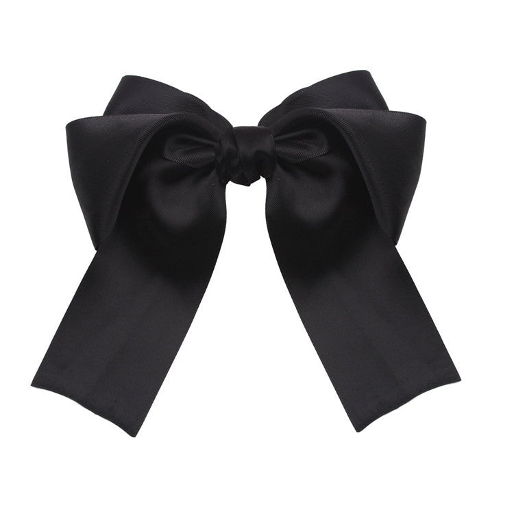 Wholesale New Fabric Sade Bow Ribbon Steel Clip Solid Color Knot Women's Hair Spring Clip Jewelry