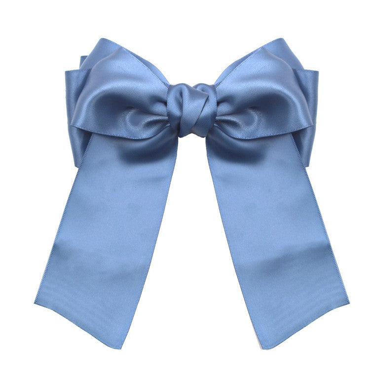 Wholesale New Fabric Sade Bow Ribbon Steel Clip Solid Color Knot Women's Hair Spring Clip Jewelry