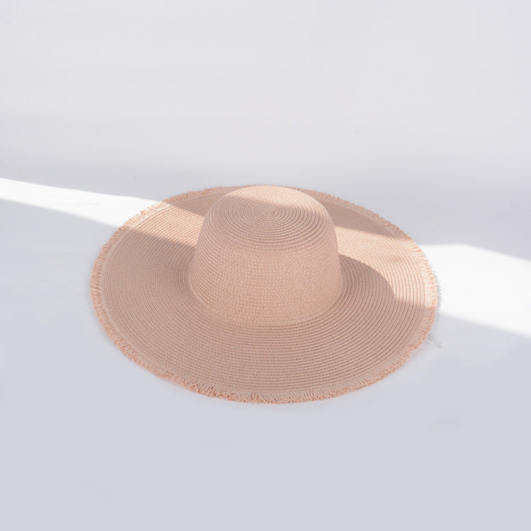 Wholesale Summer Big Eaves Fringed Folding Sun Hat Sun Hat