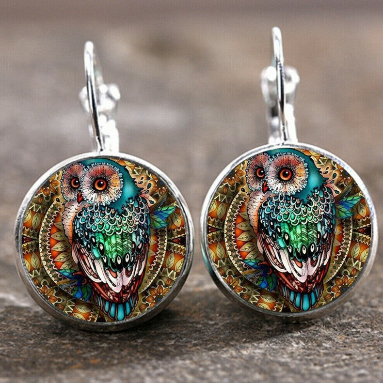 Wholesale Colorful Time Gem Moon Angel Earrings