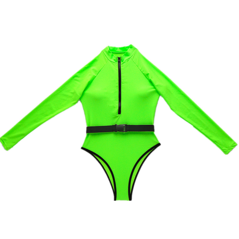Wholesale One Piece Fluorescent Solid Color Swimwear