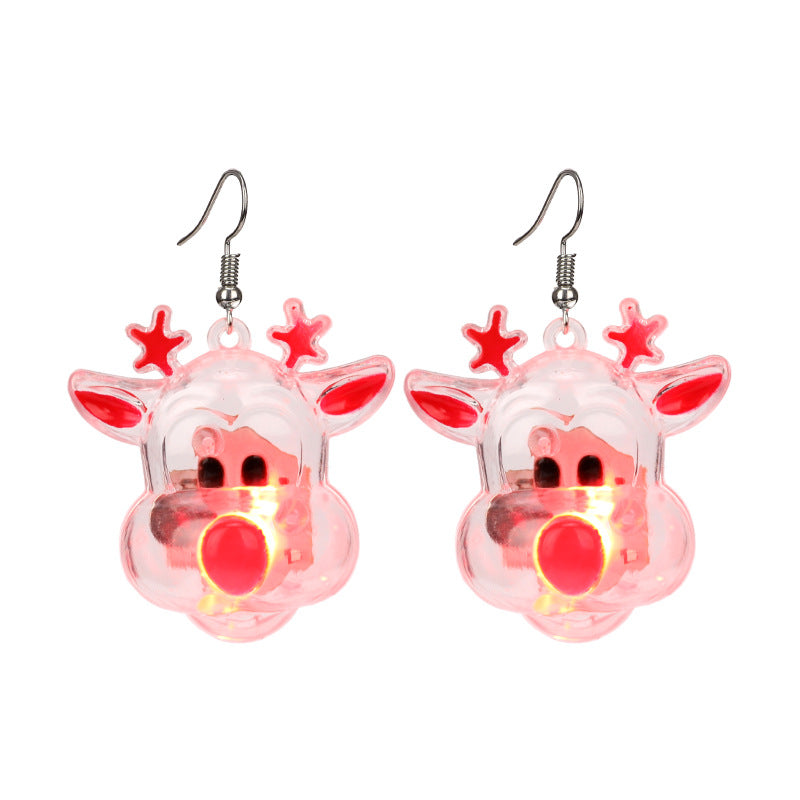 Wholesale LED Light Glow Christmas Plastic Earrings
