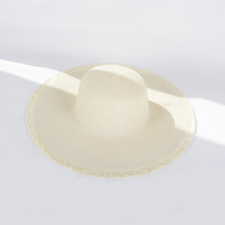 Wholesale Summer Big Eaves Fringed Folding Sun Hat Sun Hat