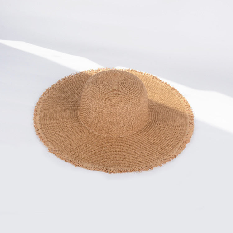 Wholesale Summer Big Eaves Fringed Folding Sun Hat Sun Hat