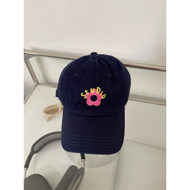 Wholesale Contrast Color Small Flower STUDIO Embroidery Soft Top Baseball Cap