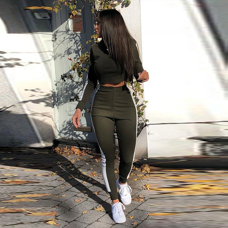 Wholesale Autumn Sports Patchwork Casual Suits